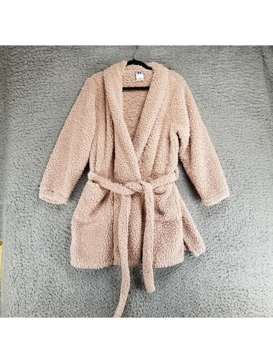 Natori Other - Natori Robe Womens Large/XL Dusty Pink Plush Long Sleeve Lounge Short Robe